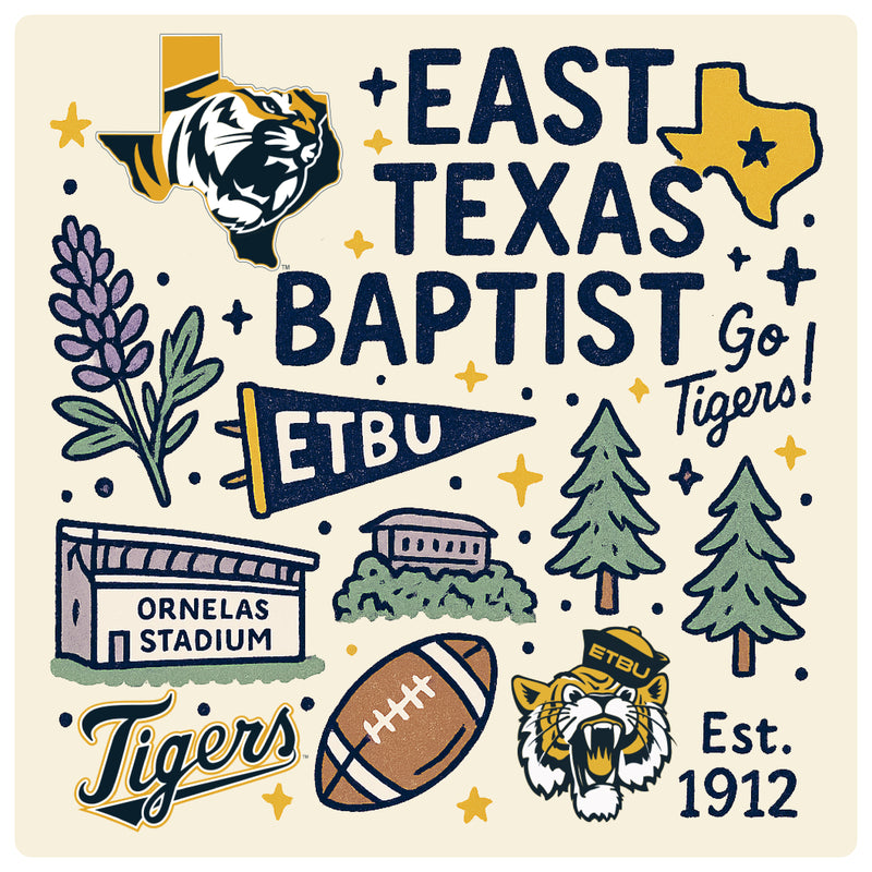 East Texas Baptist University Medley Design Decorative Magnet or Sticker – Officially Licensed 3-Inch
