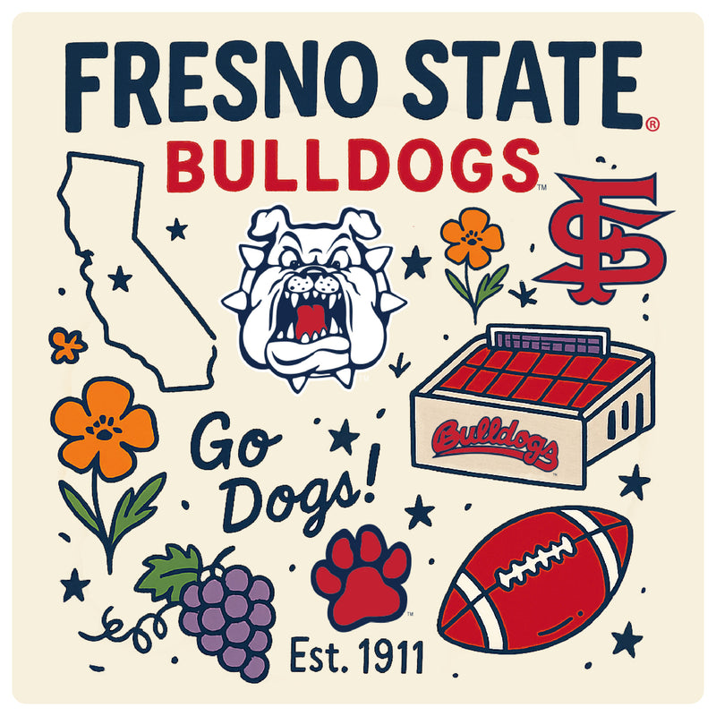 Fresno State Bulldogs Medley Design Decorative Magnet or Sticker – Officially Licensed 3-Inch