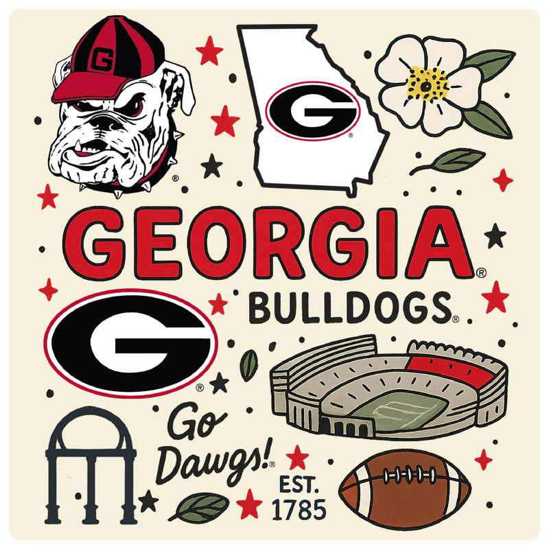 Georgia Bulldogs Medley Design Decorative Magnet or Sticker – Officially Licensed 3-Inch