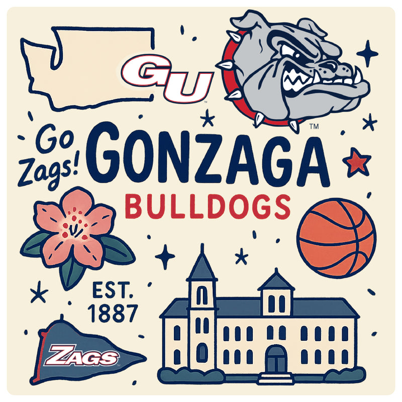 Gonzaga Bulldogs Medley Design Decorative Magnet or Sticker – Officially Licensed 3-Inch