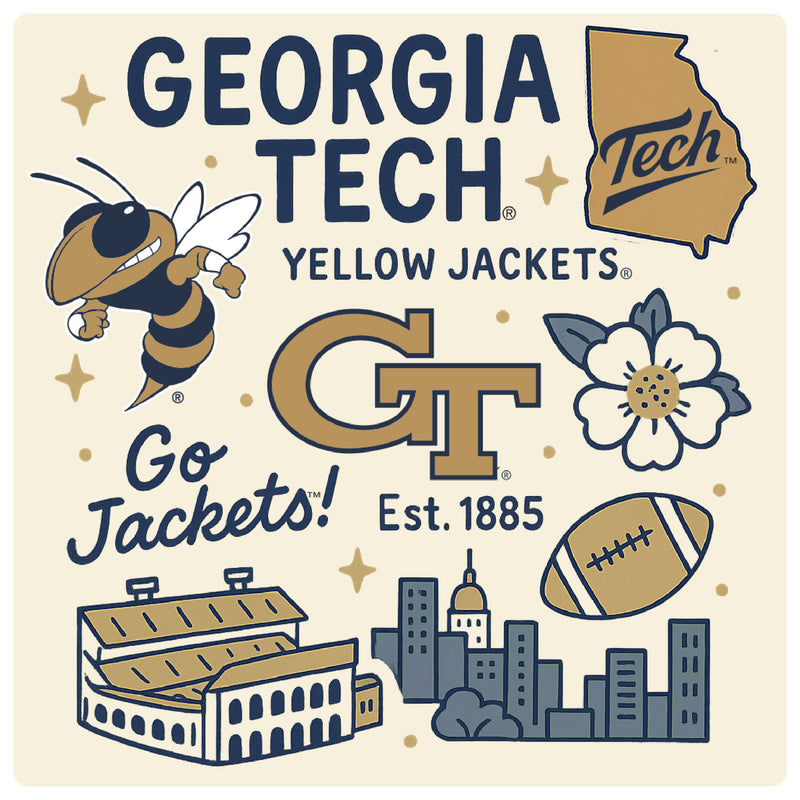 Georgia Tech Yellow Jackets Medley Design Decorative Magnet or Sticker – Officially Licensed 3-Inch