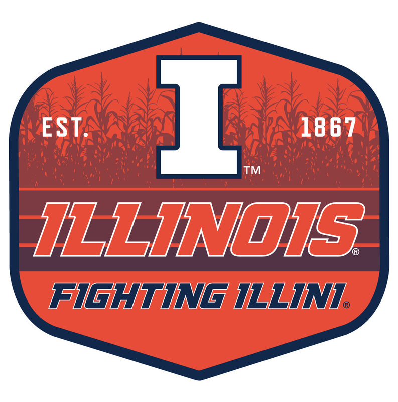 Illinois Fighting Illini Scenic Background Vinyl Sticker/Magnet - Officially Licensed