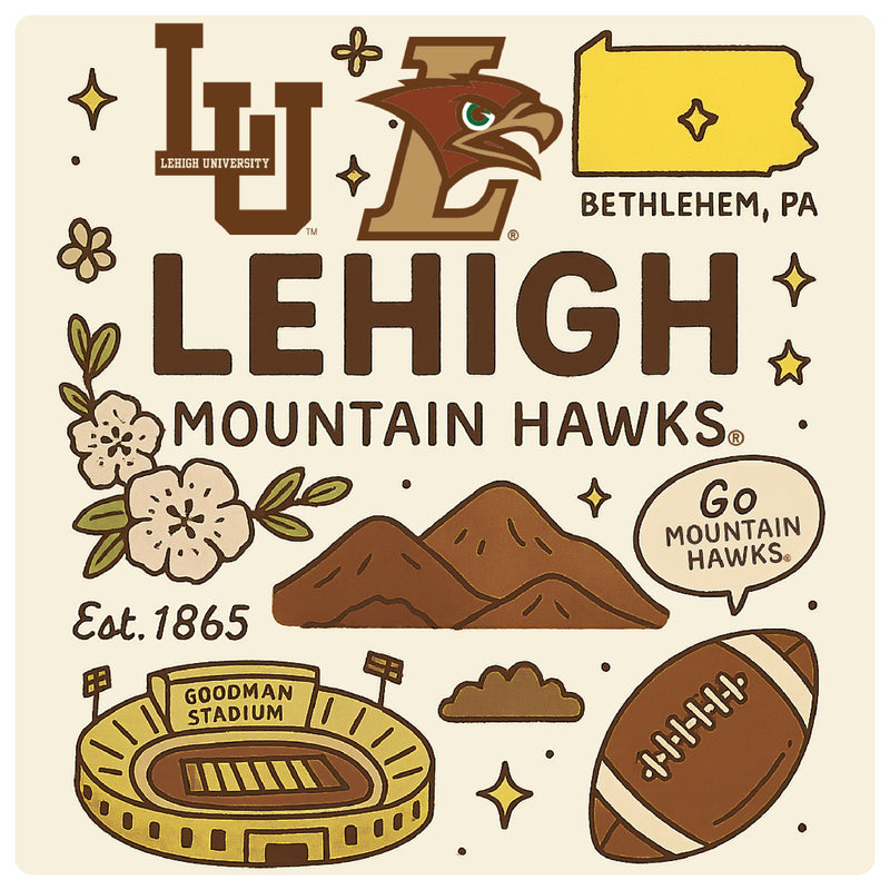 Lehigh University Mountain Hawks Medley Design Decorative Magnet or Sticker – Officially Licensed 3-Inch