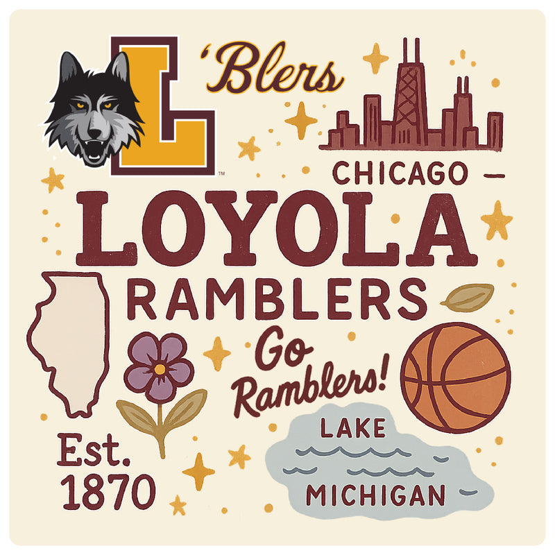 Loyola University Ramblers Medley Design Decorative Magnet or Sticker – Officially Licensed 3-Inch