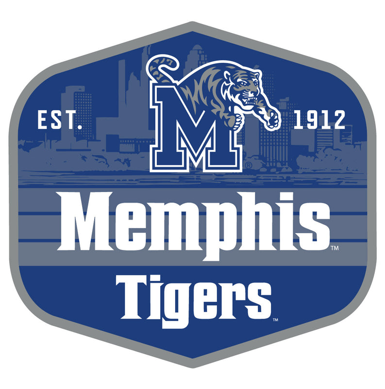 Memphis Tigers Scenic Background Vinyl Sticker/Magnet - Officially Licensed