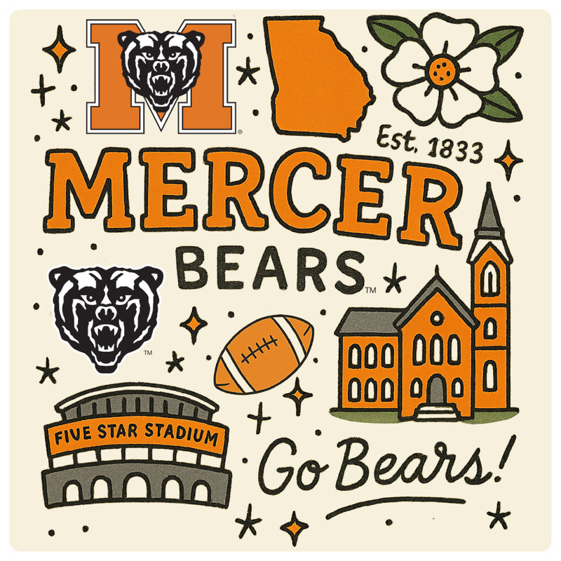 Mercer University Medley Design Decorative Magnet or Sticker – Officially Licensed 3-Inch