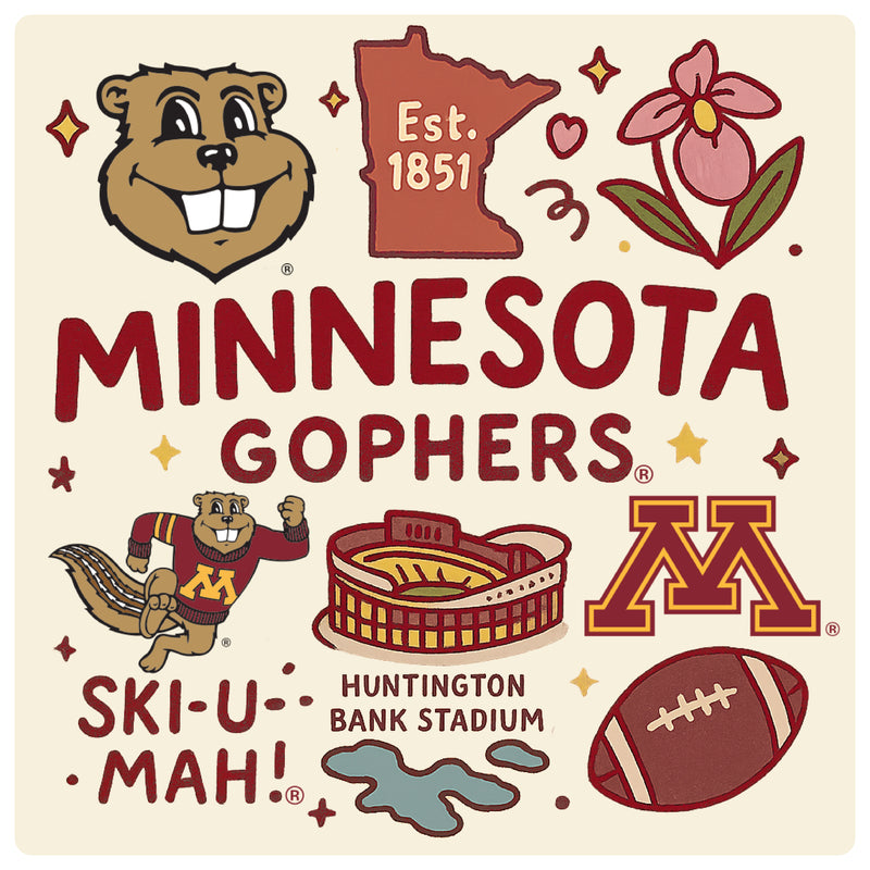 Minnesota Gophers Medley Design Decorative Magnet or Sticker – Officially Licensed 3-Inch
