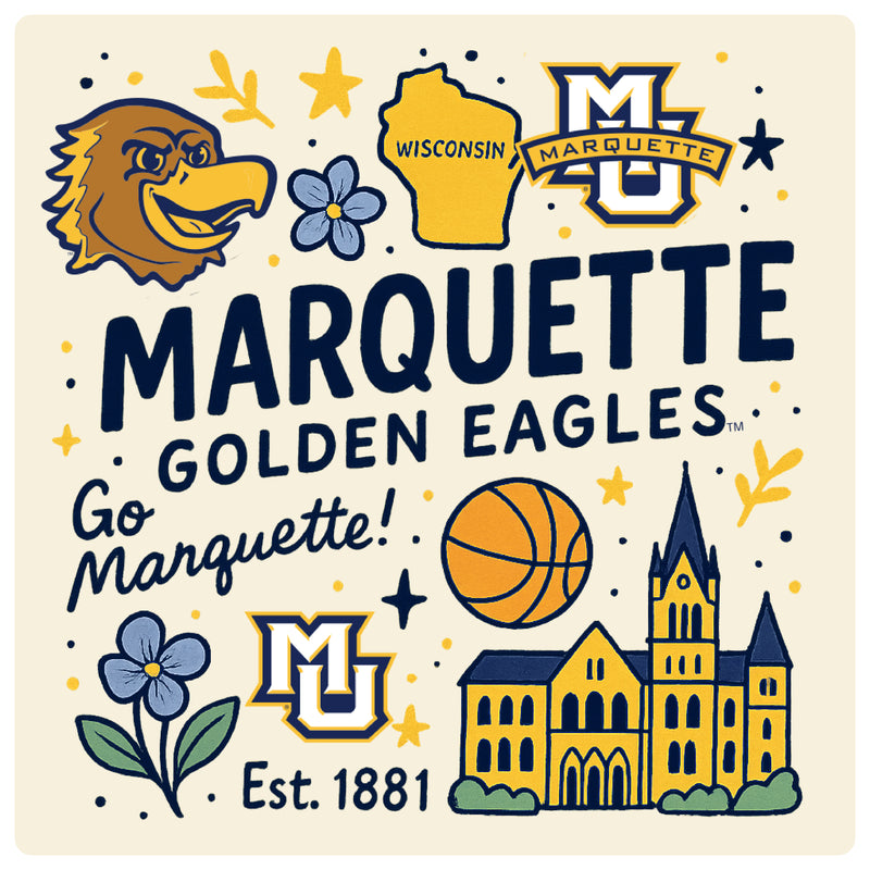 Marquette Golden Eagles Medley Design Decorative Magnet or Sticker – Officially Licensed 3-Inch