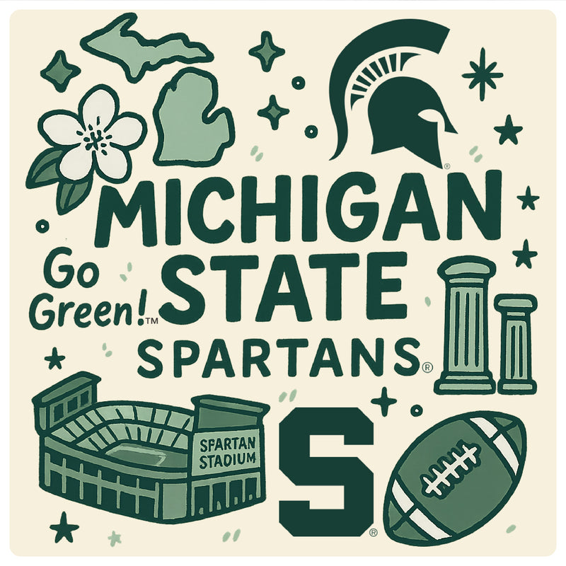 Michigan State Spartans Medley Design Decorative Magnet or Sticker – Officially Licensed 3-Inch