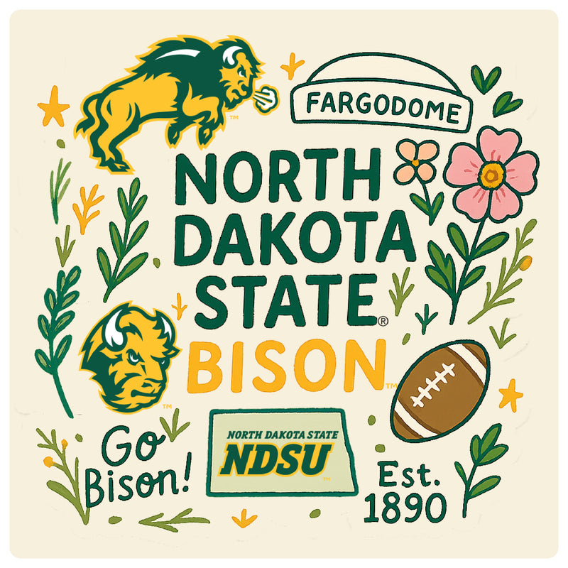 North Dakota State Bison Medley Design Decorative Magnet or Sticker – Officially Licensed 3-Inch