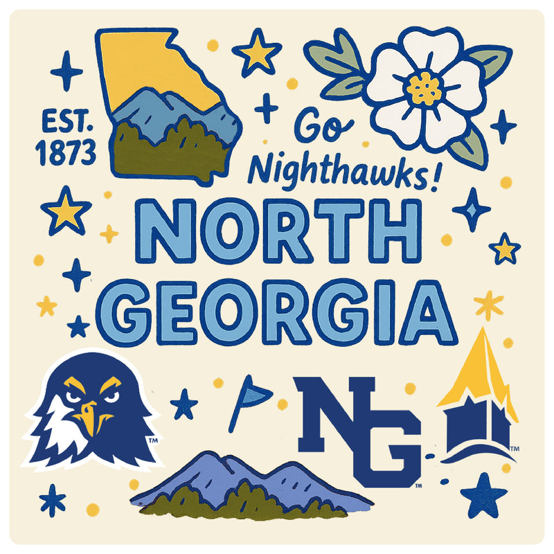 North Georgia Nighthawks Medley Design Decorative Magnet or Sticker – Officially Licensed 3-Inch