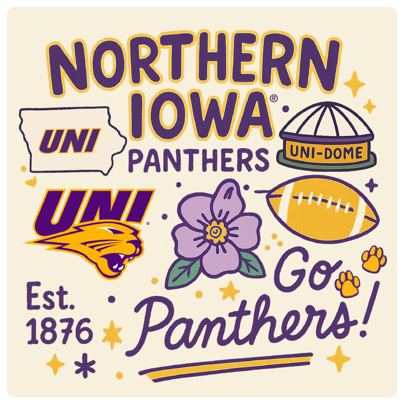 Northern Iowa Panthers Medley Design Decorative Magnet or Sticker – Officially Licensed 3-Inch