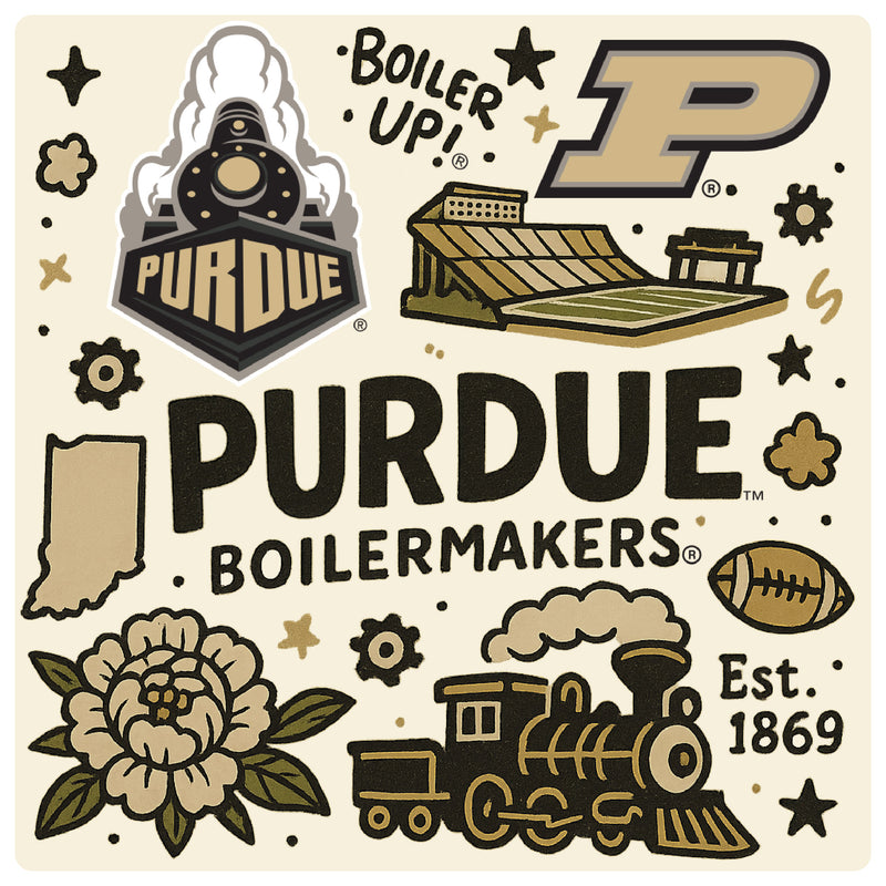Purdue Boilermakers Medley Design Decorative Magnet or Sticker – Officially Licensed 3-Inch