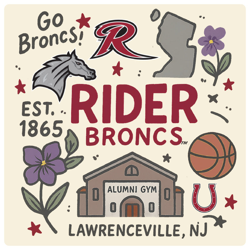 Rider University Broncs Medley Design Decorative Magnet or Sticker – Officially Licensed 3-Inch