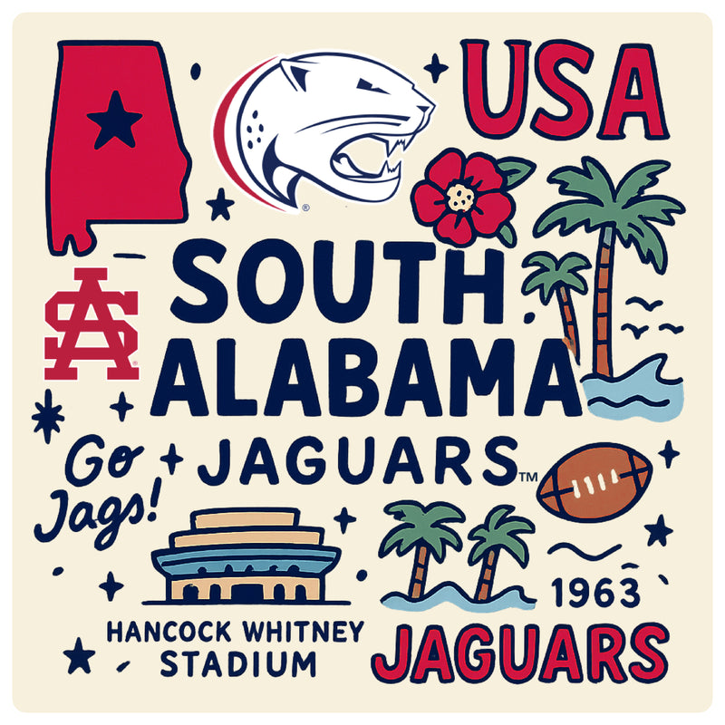 University of South Alabama Medley Design Decorative Magnet or Sticker – Officially Licensed 3-Inch