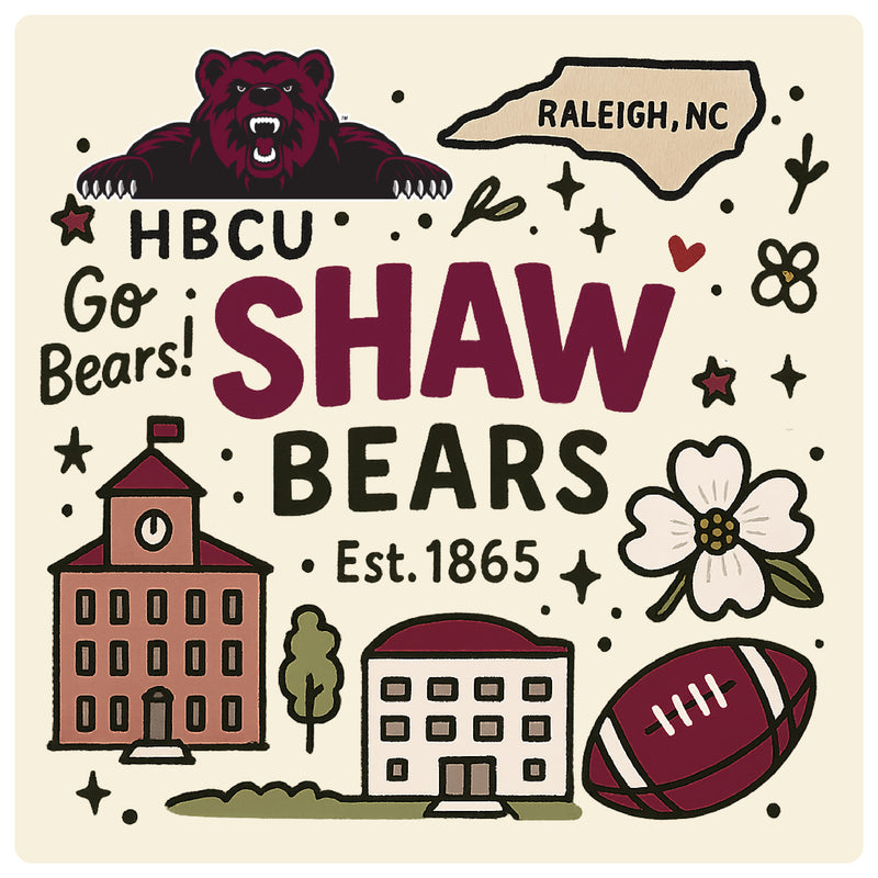 Shaw University Bears Medley Design Decorative Magnet or Sticker – Officially Licensed 3-Inch
