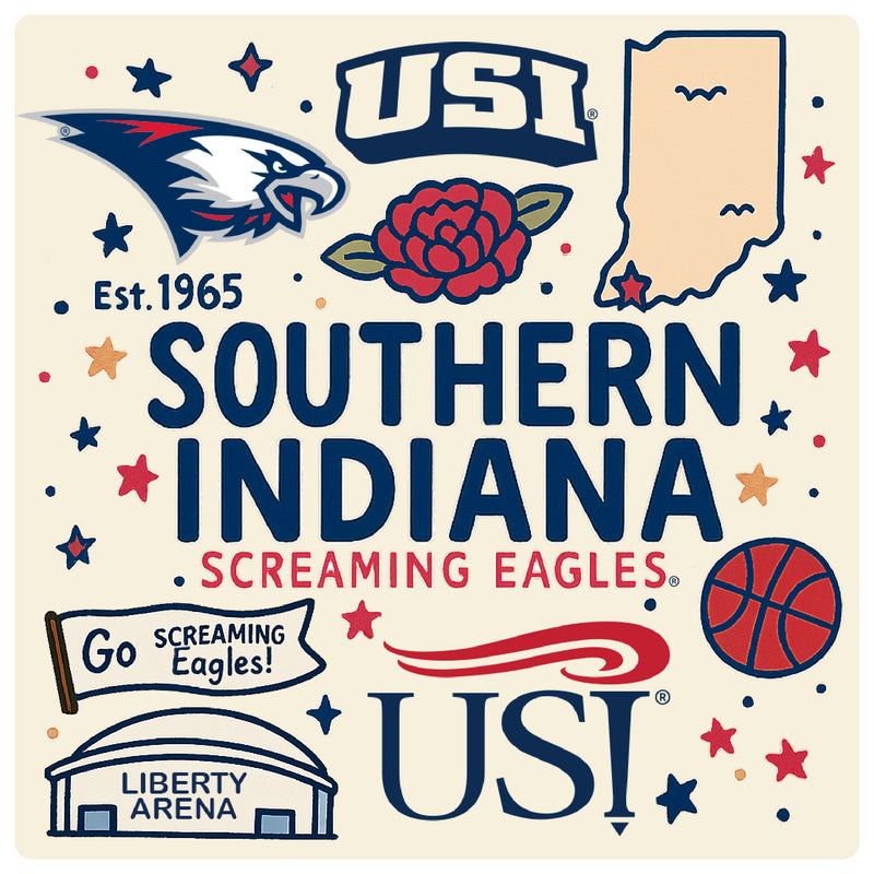 University of Southern Indiana Medley Design Decorative Magnet or Sticker – Officially Licensed 3-Inch