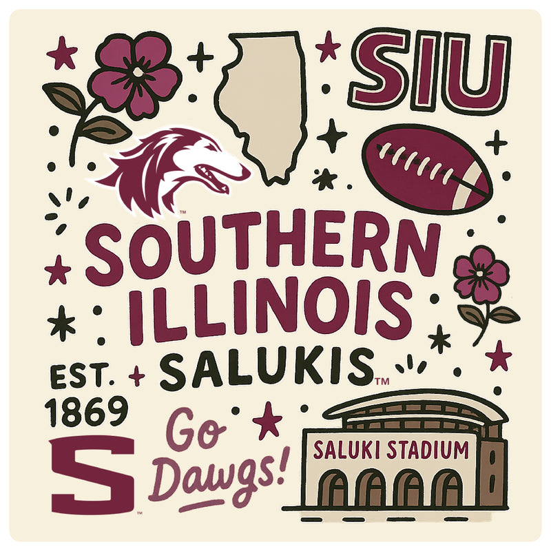 Southern Illinois Salukis Medley Design Decorative Magnet or Sticker – Officially Licensed 3-Inch