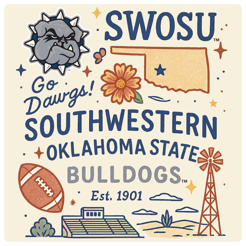Southwestern Oklahoma State University Medley Design Decorative Magnet or Sticker – Officially Licensed 3-Inch
