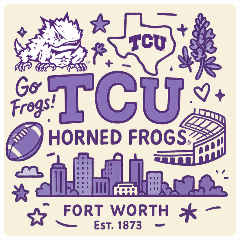 Texas Christian University Medley Design Decorative Magnet or Sticker – Officially Licensed 3-Inch