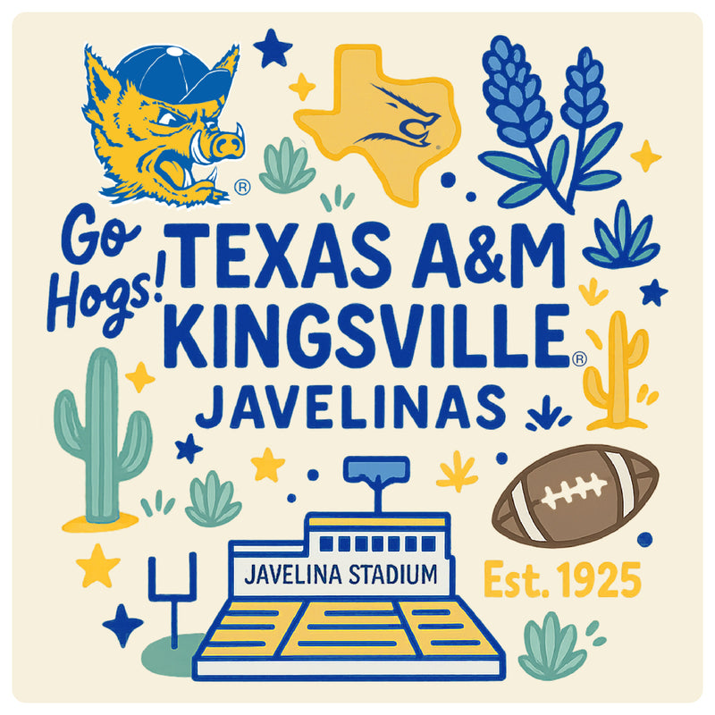 Texas A&M Kingsville Javelinas Medley Design Decorative Magnet or Sticker – Officially Licensed 3-Inch