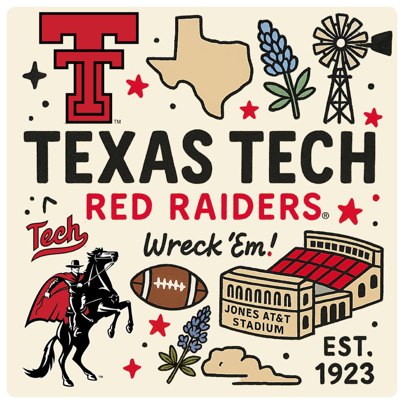 Texas Tech Red Raiders Medley Design Decorative Magnet or Sticker – Officially Licensed 3-Inch