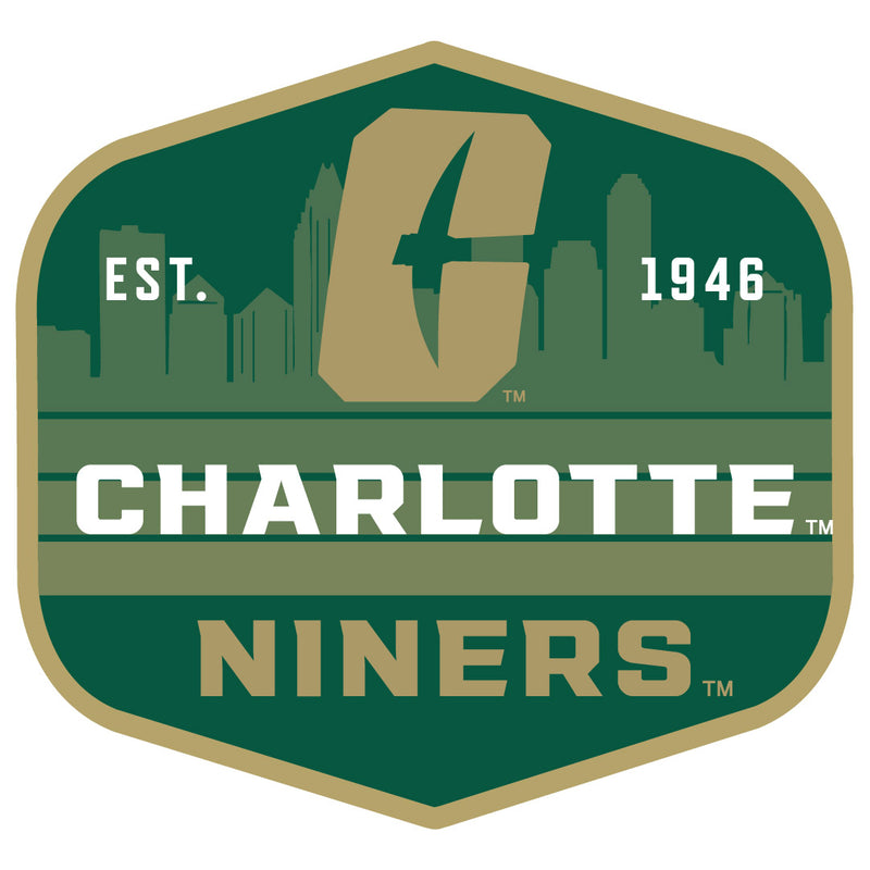 North Carolina Charlotte Forty-Niners Scenic Background Vinyl Sticker/Magnet - Officially Licensed