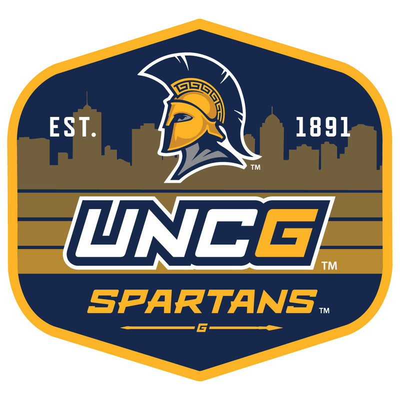North Carolina Greensboro Spartans Scenic Background Vinyl Sticker/Magnet - Officially Licensed