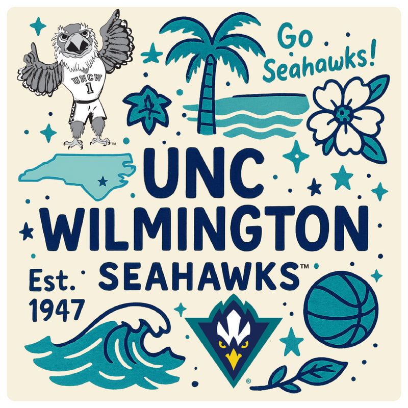 North Carolina Wilmington Seahawks Medley Design Decorative Magnet or Sticker – Officially Licensed 3-Inch