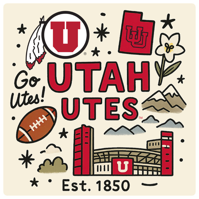 Utah Utes Medley Design Decorative Magnet or Sticker – Officially Licensed 3-Inch