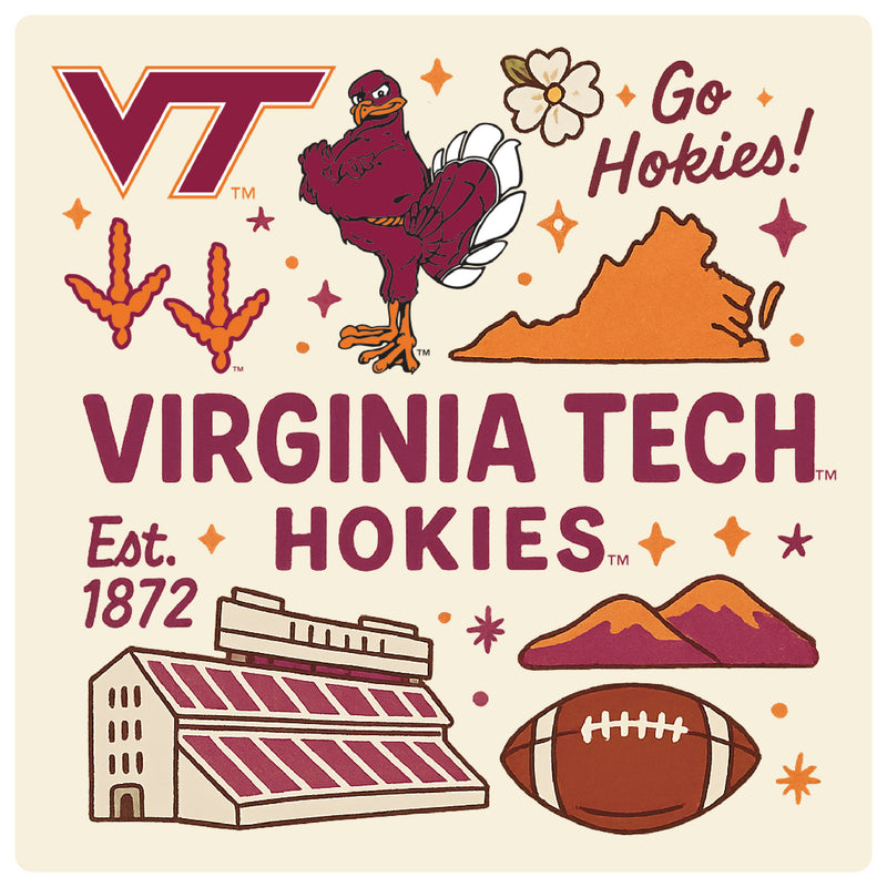 Virginia Tech Hokies Medley Design Decorative Magnet or Sticker – Officially Licensed 3-Inch