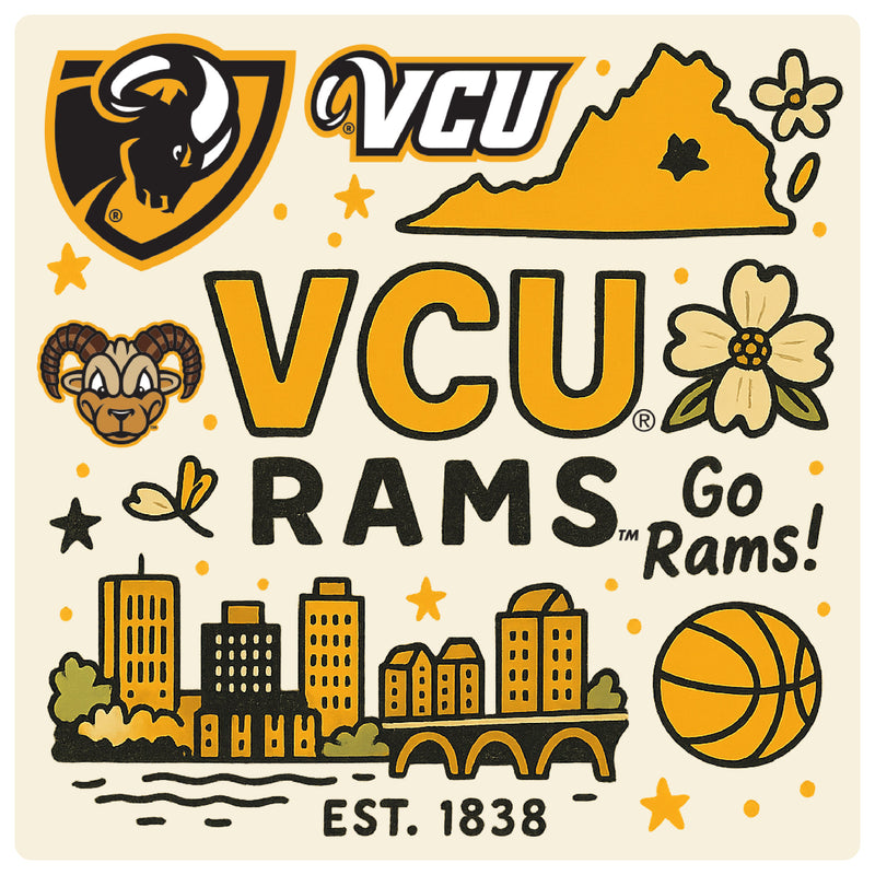Virginia Commonwealth Medley Design Decorative Magnet or Sticker – Officially Licensed 3-Inch