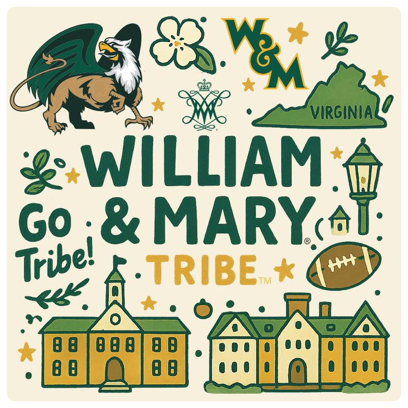 William and Mary Medley Design Decorative Magnet or Sticker – Officially Licensed 3-Inch