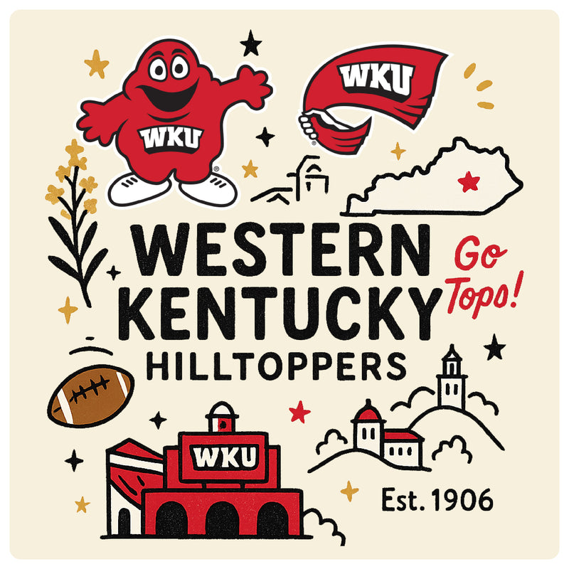 Western Kentucky Hilltoppers Medley Design Decorative Magnet or Sticker – Officially Licensed 3-Inch