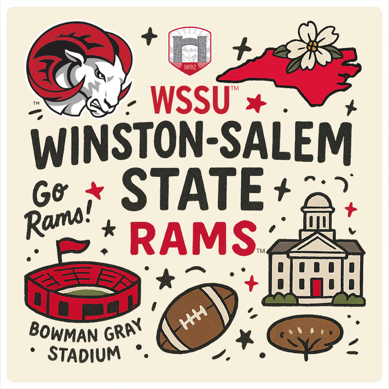 Winston-Salem State Medley Design Decorative Magnet or Sticker – Officially Licensed 3-Inch