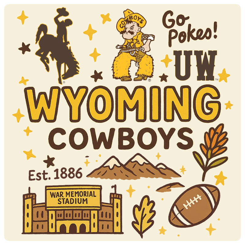University of Wyoming Medley Design Decorative Magnet or Sticker – Officially Licensed 3-Inch