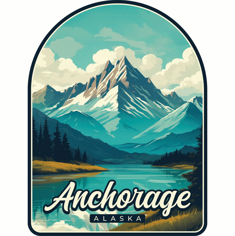 Anchorage Alaska Lake Mountain Design Souvenir Vinyl Decal Sticker 2-Inch