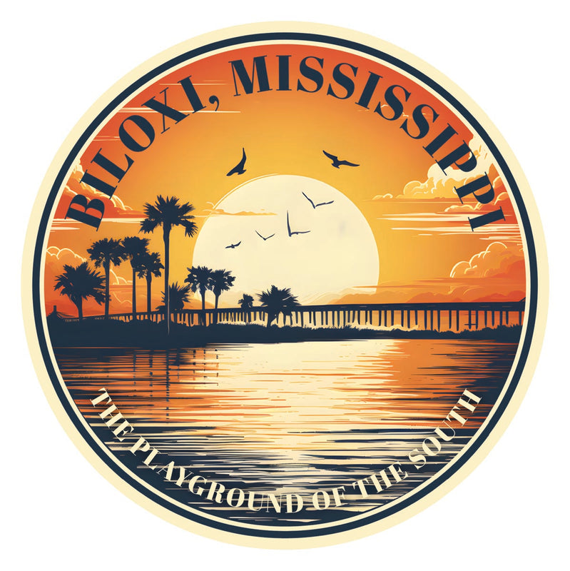 Biloxi Mississippi Souvenir Decoratve Flat Magnet or Sticker 2-Inch