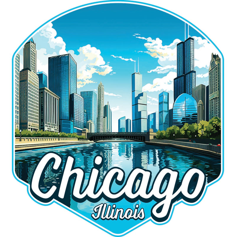 Chicago Illinois Souvenir Decoratve Flat Magnet or Sticker 2-Inch
