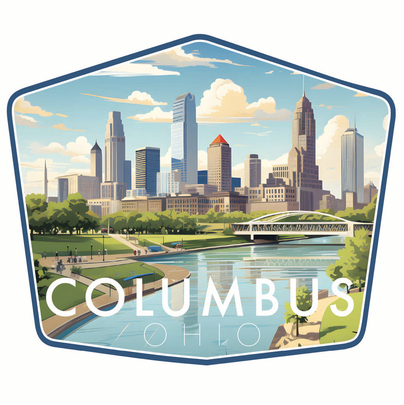 Columbus Ohio Daytime Cityscape Design Souvenir Vinyl Decal Sticker 2-Inch