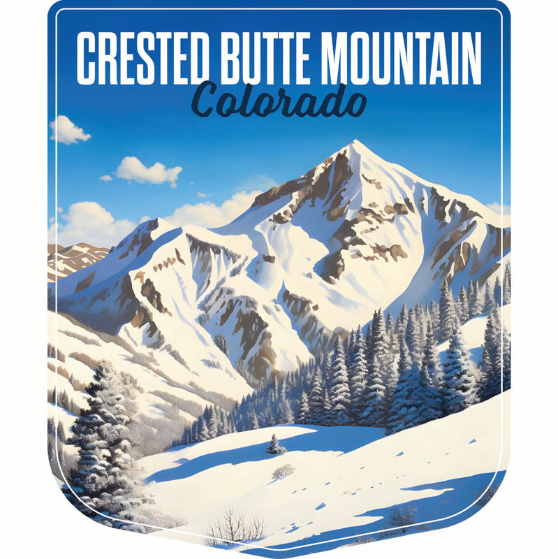 Crested Butte Mountain Colorado Snowy Mountain Design Souvenir Vinyl Decal Sticker 4-Inch