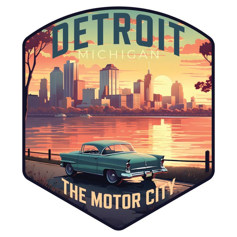 Detroit Michigan Souvenir Decoratve Flat Magnet or Sticker 2-Inch