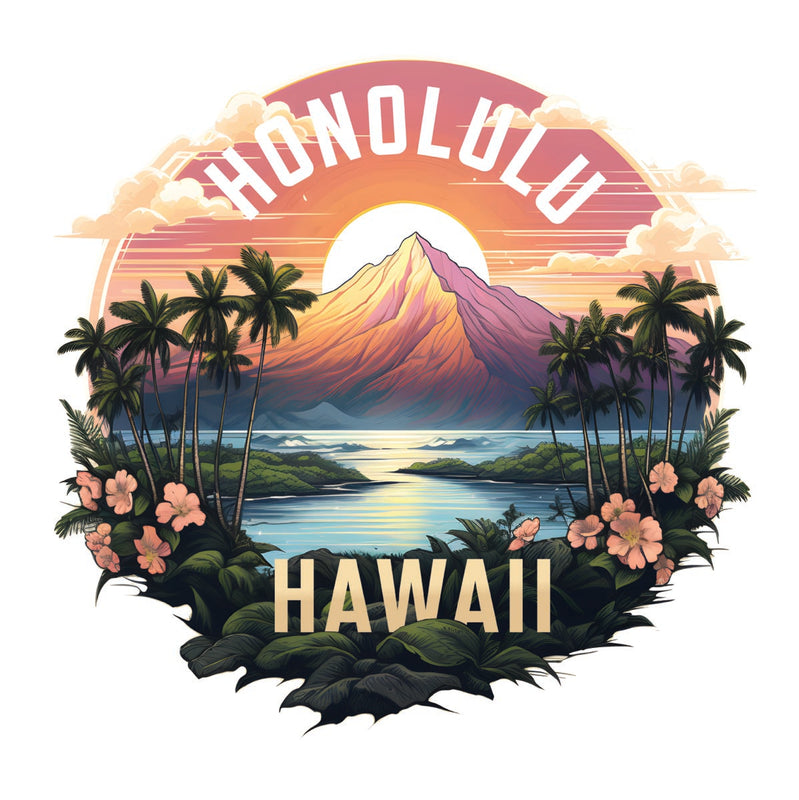 Honolulu Hawaii Souvenir Decoratve Flat Magnet or Sticker 2-Inch
