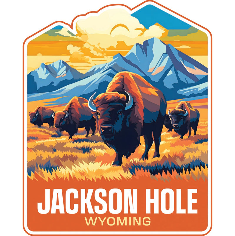 Jackson Hole Wyoming Souvenir Decoratve Flat Magnet or Sticker 2-Inch