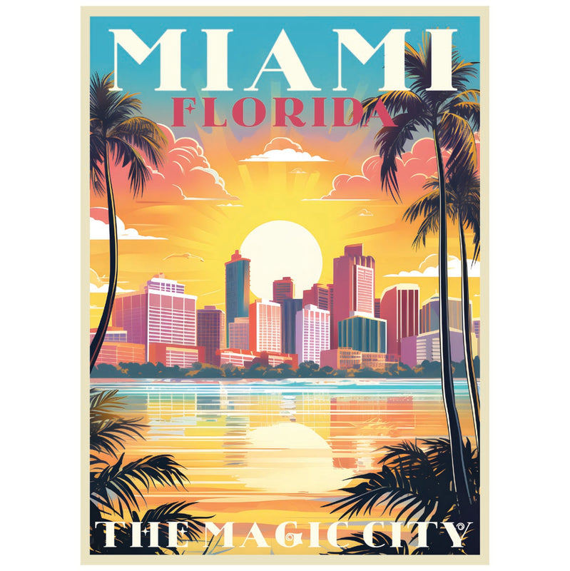 Miami Florida Souvenir Decoratve Flat Magnet or Sticker 2-Inch