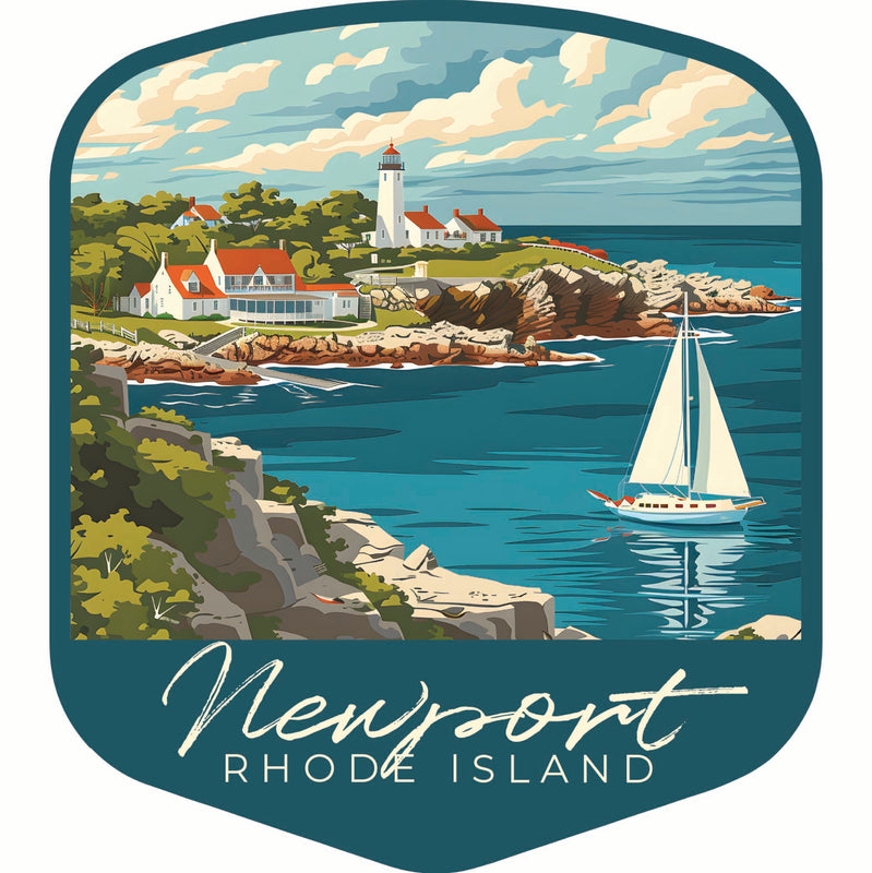 Newport Rhode Island Lighthouse on the Coast Design Souvenir Vinyl Decal Sticker 6-Inch