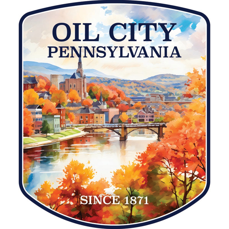 Oil City Pennsylvania Souvenir Decoratve Flat Magnet or Sticker 2-Inch