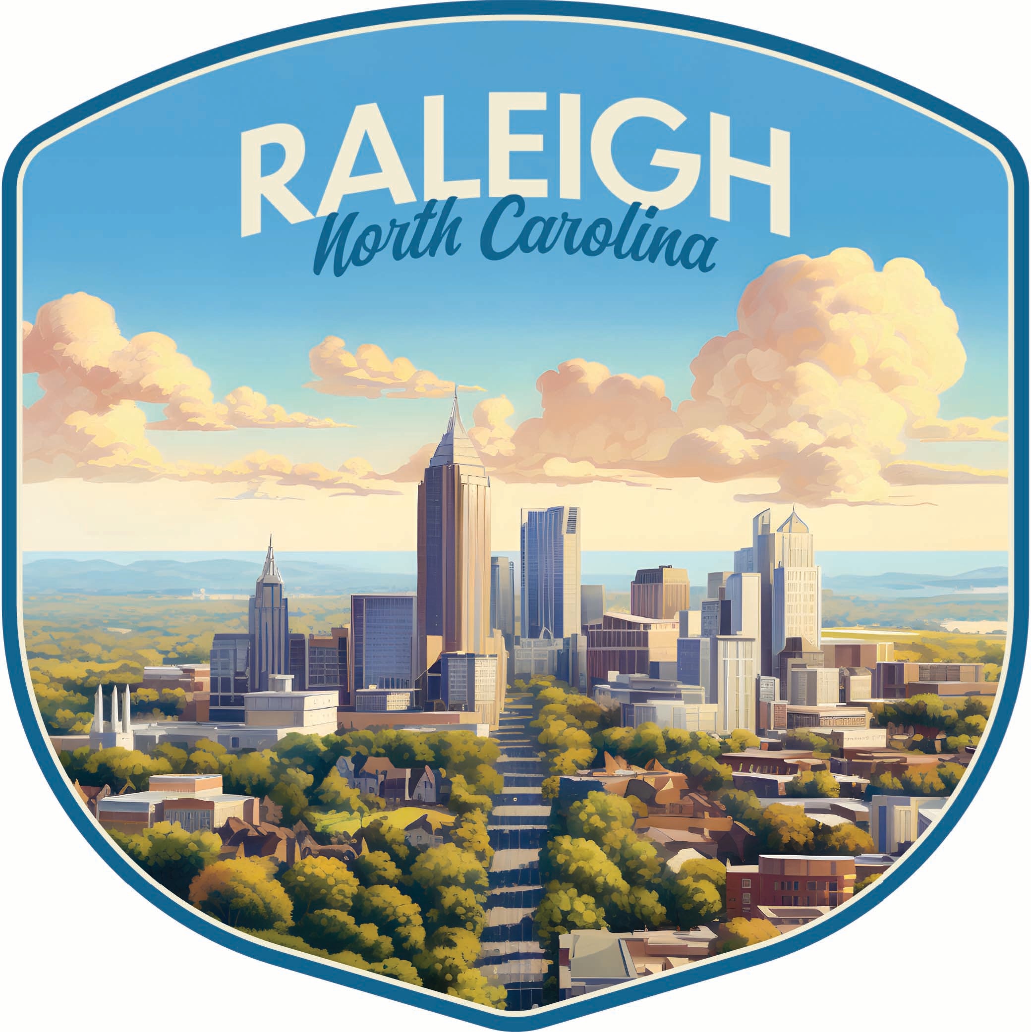 Raleigh North Carolina Daytime Cityscape Design Souvenir Vinyl Decal ...