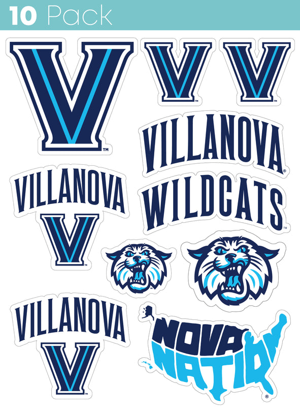 Villanova Wildcats 10-Pack, 4 inches in size on one of its sides NCAA Durable School Spirit Vinyl Decal Sticker