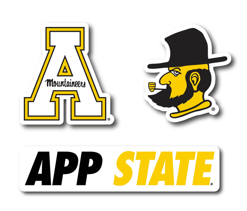 Appalachian State Vinyl Decal Sticker 3 Pack 4-Inch Each Officially Licensed Collegiate Product